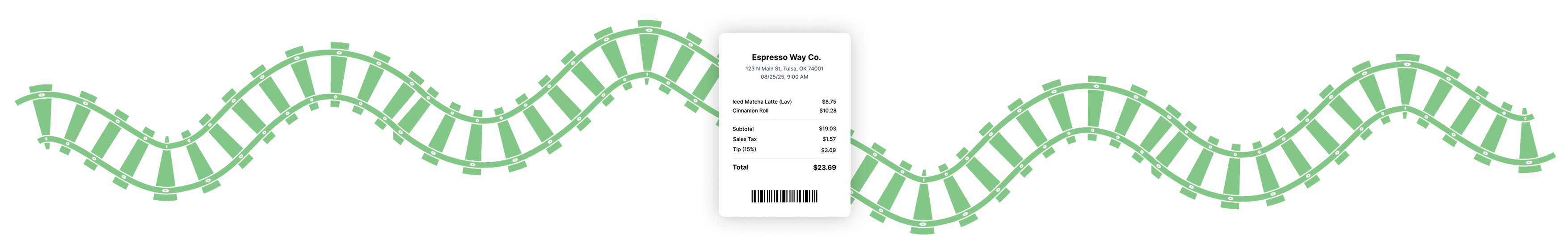 Receipt with train tracks